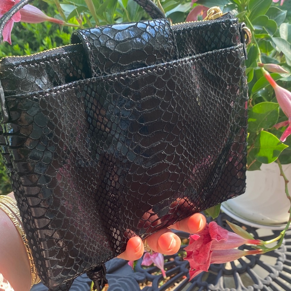 Michael Kors Black Python Embossed Leather Crossb… - image 4